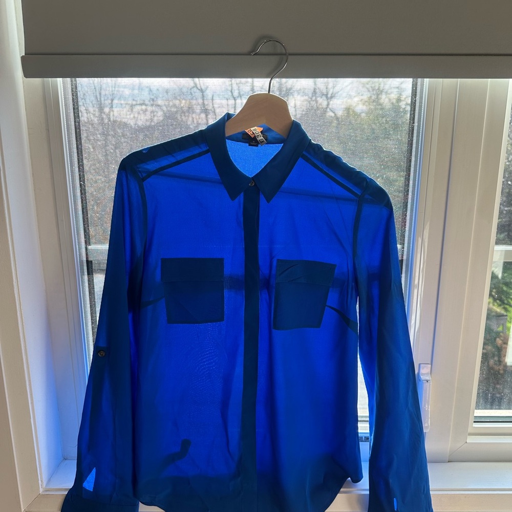 Ann Taylor blue silk blouse